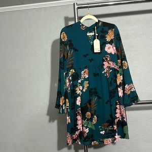 Jodifl Teal Keyhole Dress